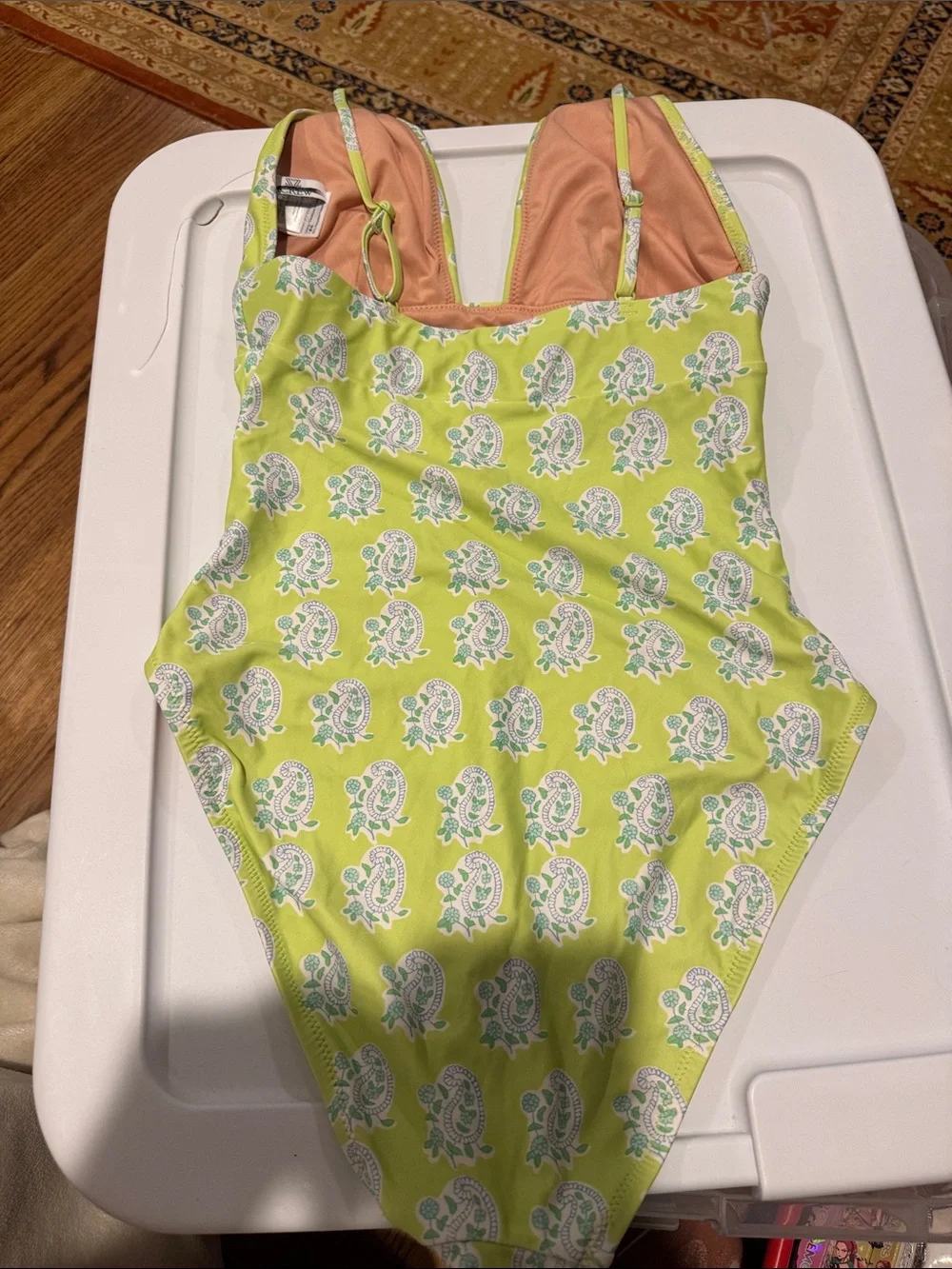 NWOT J. Crew x SZ Blockprints Plunge One-Piece‎ Swimsuit in Green Paisley Rare